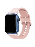 For Apple Watch Series 10 46mm / Ultra 2 Ultra 49mm / 9 8 7 45mm / SE (2023) SE (2022) SE 6 5 4 44mm / 3 2 1 42mm Adjustable Silicone Watch Band Replacement Strap with Active Iron Buckle - Pink