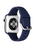 For Apple Watch Series 10 46mm / Ultra 2 Ultra 49mm / 9 8 7 45mm / SE (2023) SE (2022) SE 6 5 4 44mm / 3 2 1 42mm Adjustable Silicone Watch Band Replacement Strap with Silver Buckle - Navy Blue