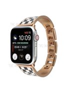 For Apple Watch Series 10 46mm / Ultra 2 Ultra 49mm / 9 8 7 45mm / SE (2023) SE (2022) SE 6 5 4 44mm / 3 2 1 42mm Chain Style Bracelet Stainless Steel Watchband Watch Strap - Black White Grid