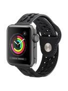 For Apple Watch Series 10 46mm / Ultra 2 Ultra 49mm / 9 8 7 45mm / SE (2023) SE (2022) SE 6 5 4 44mm / 3 2 1 42mm Genuine Leather Watch Band V-Shape Braided Watch Strap Adjustable Wristband - Black