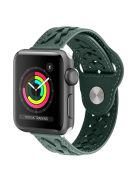 For Apple Watch Series 10 46mm / Ultra 2 Ultra 49mm / 9 8 7 45mm / SE (2023) SE (2022) SE 6 5 4 44mm / 3 2 1 42mm Genuine Leather Watch Band V-Shape Braided Watch Strap Adjustable Wristband - Green