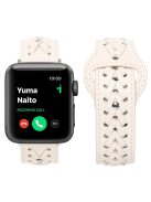 For Apple Watch Series 10 46mm / Ultra 2 Ultra 49mm / 9 8 7 45mm / SE (2023) SE (2022) SE 6 5 4 44mm / 3 2 1 42mm Genuine Leather Watch Band V-Shape Braided Watch Strap Adjustable Wristband - White