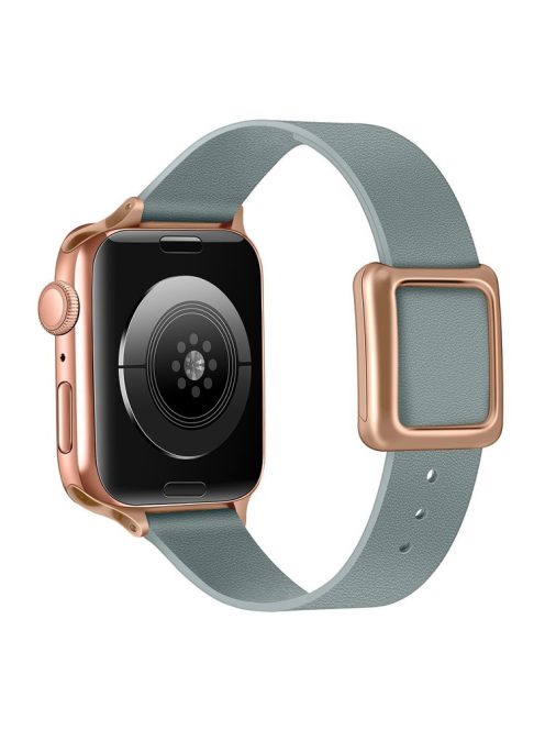 For Apple Watch Series 10 46mm / Ultra 2 Ultra 49mm / 9 8 7 45mm / SE (2023) SE (2022) SE 6 5 4 44mm / 3 2 1 42mm Genuine Leather Watch Strap Rose Gold Buckle Magnetic Closure Wristband - Flax Color