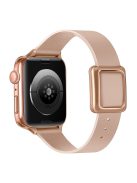 For Apple Watch Series 10 46mm / Ultra 2 Ultra 49mm / 9 8 7 45mm / SE (2023) SE (2022) SE 6 5 4 44mm / 3 2 1 42mm Genuine Leather Watch Strap Rose Gold Buckle Magnetic Closure Wristband - Sand Pink