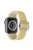 For Apple Watch Series 10 46mm / Ultra 2 Ultra 49mm / 9 8 7 45mm / SE (2023) SE (2022) SE 6 5 4 44mm / 3 2 1 42mm Glittery Stitching Nylon Watch Strap Wrist Band with Rhinestone Decor Buckle - Gold / White