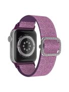 For Apple Watch Series 10 46mm / Ultra 2 Ultra 49mm / 9 8 7 45mm / SE (2023) SE (2022) SE 6 5 4 44mm / 3 2 1 42mm Glittery Stitching Nylon Watch Strap Wrist Band with Rhinestone Decor Buckle - Purplish Red