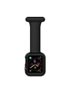 For Apple Watch Series 10 46mm / Ultra 2 Ultra 49mm / 9 8 7 45mm / SE (2023) SE (2022) SE 6 5 4 44mm / 3 2 1 42mm Impact-Resistant Silicone Watch Frame Protector Smart Watch Band - Black