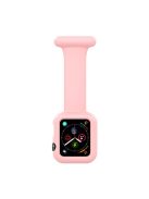 For Apple Watch Series 10 46mm / Ultra 2 Ultra 49mm / 9 8 7 45mm / SE (2023) SE (2022) SE 6 5 4 44mm / 3 2 1 42mm Impact-Resistant Silicone Watch Frame Protector Smart Watch Band - Pink