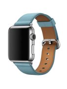 For Apple Watch Series 10 46mm / Ultra 2 Ultra 49mm / 9 8 7 45mm / SE (2023) SE (2022) SE 6 5 4 44mm / 3 2 1 42mm Litchi Texture Genuine Leather Watch Band Wrist Strap Replacement - Baby Blue