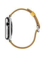 For Apple Watch Series 10 46mm / Ultra 2 Ultra 49mm / 9 8 7 45mm / SE (2023) SE (2022) SE 6 5 4 44mm / 3 2 1 42mm Litchi Texture Genuine Leather Watch Band Wrist Strap Replacement - Yellow