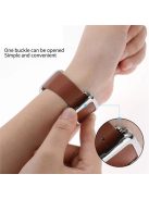 For Apple Watch Series 10 46mm / Ultra 2 Ultra 49mm / 9 8 7 45mm / SE (2023) SE (2022) SE 6 5 4 44mm / 3 2 1 42mm Magnetic Design Silver Buckle Genuine Leather Replacement Watch Wrist Strap - Brown