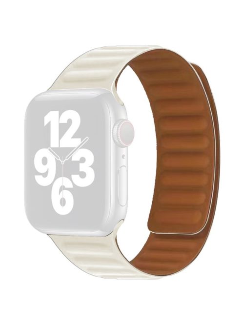 For Apple Watch Series 10 46mm / Ultra 2 Ultra 49mm / 9 8 7 45mm / SE (2023) SE (2022) SE 6 5 4 44mm / 3 2 1 42mm Magnetic Dual Color Silicone Watch Strap Replacement Wrist Band - Beige