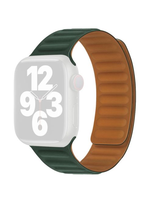 For Apple Watch Series 10 46mm / Ultra 2 Ultra 49mm / 9 8 7 45mm / SE (2023) SE (2022) SE 6 5 4 44mm / 3 2 1 42mm Magnetic Dual Color Silicone Watch Strap Replacement Wrist Band - Fir Green