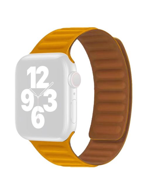 For Apple Watch Series 10 46mm / Ultra 2 Ultra 49mm / 9 8 7 45mm / SE (2023) SE (2022) SE 6 5 4 44mm / 3 2 1 42mm Magnetic Dual Color Silicone Watch Strap Replacement Wrist Band - Gold