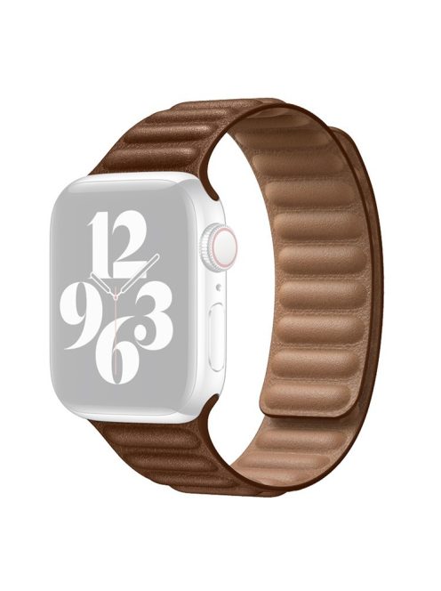 For Apple Watch Series 10 46mm / Ultra 2 Ultra 49mm / 9 8 7 45mm / SE (2023) SE (2022) SE 6 5 4 44mm / 3 2 1 42mm Magnetic Genuine Leather Watch Band Sports Adjustable Wristband - Brown