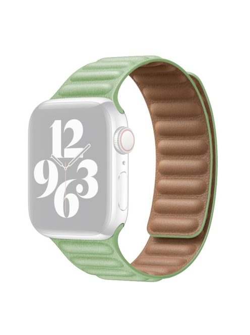 For Apple Watch Series 10 46mm / Ultra 2 Ultra 49mm / 9 8 7 45mm / SE (2023) SE (2022) SE 6 5 4 44mm / 3 2 1 42mm Magnetic Genuine Leather Watch Band Sports Adjustable Wristband - Grass Green