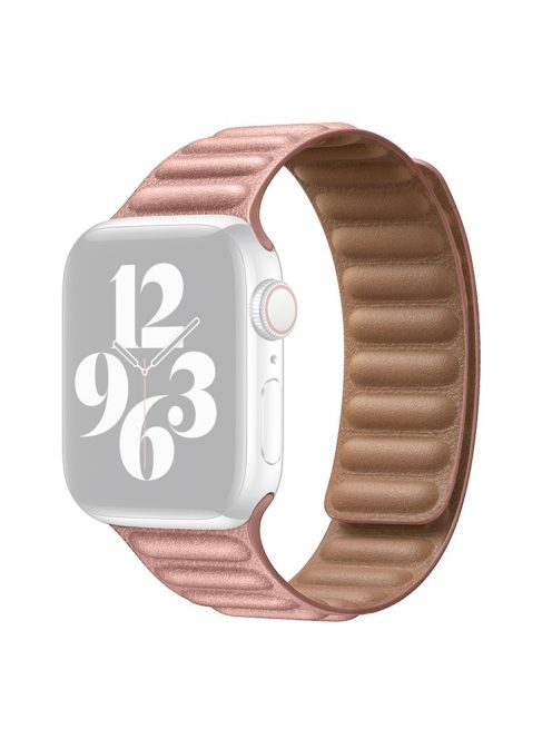 For Apple Watch Series 10 46mm / Ultra 2 Ultra 49mm / 9 8 7 45mm / SE (2023) SE (2022) SE 6 5 4 44mm / 3 2 1 42mm Magnetic Genuine Leather Watch Band Sports Adjustable Wristband - Pink