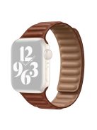 For Apple Watch Series 10 46mm / Ultra 2 Ultra 49mm / 9 8 7 45mm / SE (2023) SE (2022) SE 6 5 4 44mm / 3 2 1 42mm Magnetic Genuine Leather Watch Band Sports Adjustable Wristband - Saddle Brown