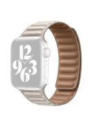 For Apple Watch Series 10 46mm / Ultra 2 Ultra 49mm / 9 8 7 45mm / SE (2023) SE (2022) SE 6 5 4 44mm / 3 2 1 42mm Magnetic Genuine Leather Watch Band Sports Adjustable Wristband - Starlight