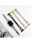 For Apple Watch Series 10 46mm / Ultra 2 Ultra 49mm / 9 8 7 45mm / SE (2023) SE (2022) SE 6 5 4 44mm / 3 2 1 42mm Metal Heart Ethnic Style Bracelet Rhinestone Decor Wrist Strap Watch Band - Silver