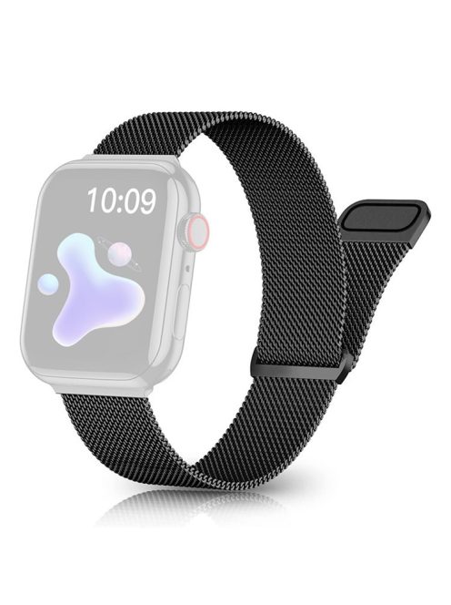 For Apple Watch Series 10 46mm / Ultra 2 Ultra 49mm / 9 8 7 45mm / SE (2023) SE (2022) SE 6 5 4 44mm / 3 2 1 42mm Metal Magnetic Watch Band Stainless Steel Mesh Loop Strap Replacement - Black