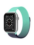 For Apple Watch Series 10 46mm / Ultra 2 Ultra 49mm / 9 8 7 45mm / SE (2023) SE (2022) SE 6 5 4 44mm / 3 2 1 42mm Milanese Mesh Magnetic Band Metal Gradient Strap - Gradient Cyan / Dark Grey