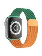 For Apple Watch Series 10 46mm / Ultra 2 Ultra 49mm / 9 8 7 45mm / SE (2023) SE (2022) SE 6 5 4 44mm / 3 2 1 42mm Milanese Mesh Magnetic Band Metal Gradient Strap - Gradient Green / Orange