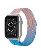 For Apple Watch Series 10 46mm / Ultra 2 Ultra 49mm / 9 8 7 45mm / SE (2023) SE (2022) SE 6 5 4 44mm / 3 2 1 42mm Milanese Mesh Magnetic Band Metal Gradient Strap - Gradient Rose Gold / Blue