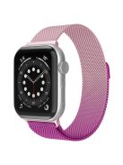 For Apple Watch Series 10 46mm / Ultra 2 Ultra 49mm / 9 8 7 45mm / SE (2023) SE (2022) SE 6 5 4 44mm / 3 2 1 42mm Milanese Mesh Magnetic Band Metal Gradient Strap - Gradient Rose Gold / Rose Purple