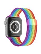 For Apple Watch Series 10 46mm / Ultra 2 Ultra 49mm / 9 8 7 45mm / SE (2023) SE (2022) SE 6 5 4 44mm / 3 2 1 42mm Milanese Mesh Magnetic Band Metal Gradient Strap - Rainbow