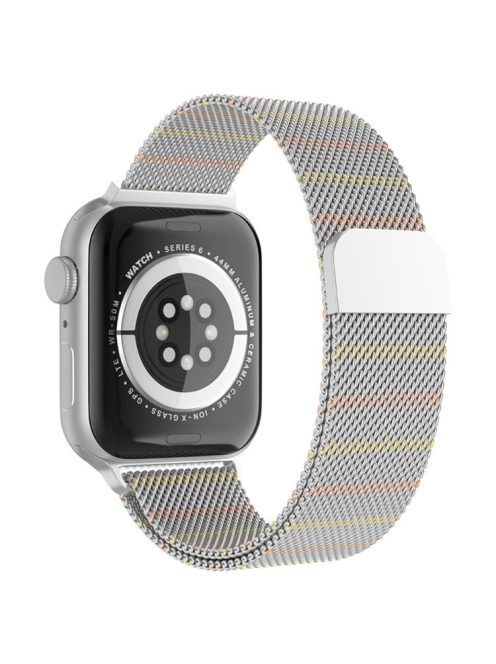 For Apple Watch Series 10 46mm / Ultra 2 Ultra 49mm / 9 8 7 45mm / SE (2023) SE (2022) SE 6 5 4 44mm / 3 2 1 42mm Milanese Mesh Magnetic Band Metal Gradient Strap - Silver / Gold