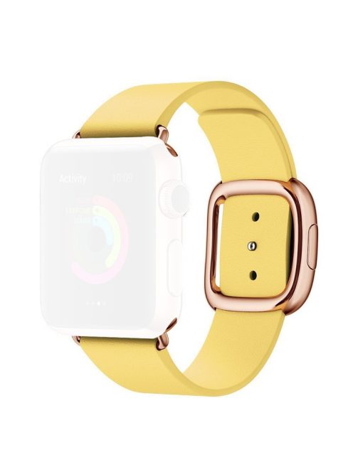 For Apple Watch Series 10 46mm / Ultra 2 Ultra 49mm / 9 8 7 45mm / SE (2023) SE (2022) SE 6 5 4 44mm / 3 2 1 42mm Modern Genuine Leather Watch Bracelet with Magnetic Buckle - Yellow