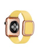 For Apple Watch Series 10 46mm / Ultra 2 Ultra 49mm / 9 8 7 45mm / SE (2023) SE (2022) SE 6 5 4 44mm / 3 2 1 42mm Modern Genuine Leather Watch Bracelet with Magnetic Buckle - Yellow