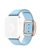 For Apple Watch Series 10 46mm / Ultra 2 Ultra 49mm / 9 8 7 45mm / SE (2023) SE (2022) SE 6 5 4 44mm / 3 2 1 42mm Modern Genuine Leather Watchband Strap with Magnetic Buckle - Blue