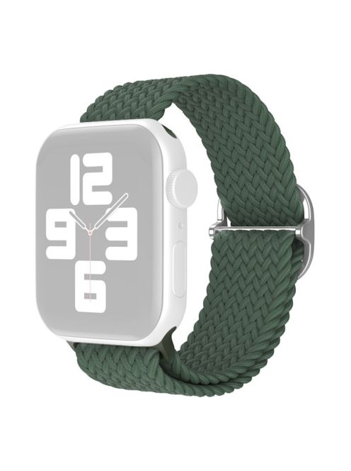 For Apple Watch Series 10 46mm / Ultra 2 Ultra 49mm / 9 8 7 45mm / SE (2023) SE (2022) SE 6 5 4 44mm / 3 2 1 42mm Nylon Braided Smart Watch Strap Replacement Wrist Band - Olive Green