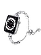 For Apple Watch Series 10 46mm / Ultra 2 Ultra 49mm / 9 8 7 45mm / SE (2023) SE (2022) SE 6 5 4 44mm / 3 2 1 42mm Rhinestone Decor Anti-Sweat Stylish Bracelet Metal Watch Band Wrist Strap Replacement - Silver