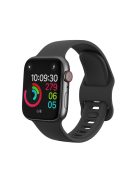 For Apple Watch Series 10 46mm / Ultra 2 Ultra 49mm / 9 8 7 45mm / SE (2023) SE (2022) SE 6 5 4 44mm / 3 2 1 42mm Silicone Smart Watch Band  - Black