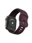 For Apple Watch Series 10 46mm / Ultra 2 Ultra 49mm / 9 8 7 45mm / SE (2023) SE (2022) SE 6 5 4 44mm / 3 2 1 42mm Silicone Smart Watch Band  - Wine Red