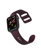 For Apple Watch Series 10 46mm / Ultra 2 Ultra 49mm / 9 8 7 45mm / SE (2023) SE (2022) SE 6 5 4 44mm / 3 2 1 42mm Silicone Smart Watch Band  - Wine Red