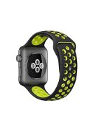 For Apple Watch Series 10 46mm / Ultra 2 Ultra 49mm / 9 8 7 45mm / SE (2023) SE (2022) SE 6 5 4 44mm / 3 2 1 42mm Silicone Watch Band Breathable Hollow Hole Dual Color Watch Strap - Black / Yellow