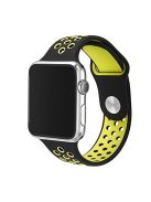 For Apple Watch Series 10 46mm / Ultra 2 Ultra 49mm / 9 8 7 45mm / SE (2023) SE (2022) SE 6 5 4 44mm / 3 2 1 42mm Silicone Watch Band Breathable Hollow Hole Dual Color Watch Strap - Black / Yellow