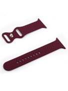 For Apple Watch Series 10 46mm / Ultra 2 Ultra 49mm / 9 8 7 45mm / SE (2023) SE (2022) SE 6 5 4 44mm / 3 2 1 42mm Silicone Watch Strap Woven Texture Adjustable Wristband Replacement - Wine Red