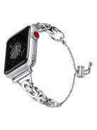 For Apple Watch Series 10 46mm / Ultra 2 Ultra 49mm / 9 8 7 45mm / SE (2023) SE (2022) SE 6 5 4 44mm / 3 2 1 42mm Single Circle Watch Band Stainless Steel Hollow Out Bead Decor Smartwatch Strap - Silver