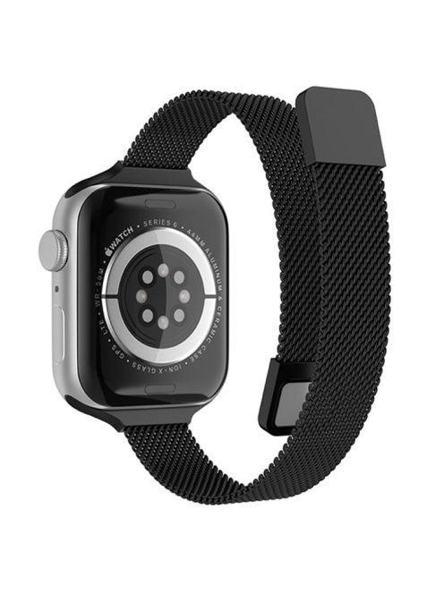 For Apple Watch Series 10 46mm / Ultra 2 Ultra 49mm / 9 8 7 45mm / SE (2023) SE (2022) SE 6 5 4 44mm / 3 2 1 42mm Smart Watch Strap Milanese Metal Replacement Watch Band - Black