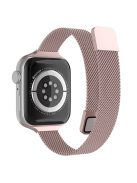 For Apple Watch Series 10 46mm / Ultra 2 Ultra 49mm / 9 8 7 45mm / SE (2023) SE (2022) SE 6 5 4 44mm / 3 2 1 42mm Smart Watch Strap Milanese Metal Replacement Watch Band - Rose Pink