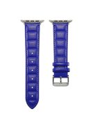 For Apple Watch Series 10 46mm / Ultra 2 Ultra 49mm / 9 8 7 45mm / SE (2023) SE (2022) SE 6 5 4 44mm / 3 2 1 42mm Square Imprinted Texture Genuine Leather Smartwatch Replacement Strap - Sapphire