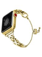 For Apple Watch Series 10 46mm / Ultra 2 Ultra 49mm / 9 8 7 45mm / SE (2023) SE (2022) SE 6 5 4 44mm / 3 2 1 42mm Stylish Hollow Out Smart Watch Band Stainless Steel Bracelet - Gold