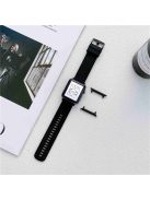 For Apple Watch Series 10 46mm / Ultra 2 Ultra 49mm / 9 8 7 45mm / SE (2023) SE (2022) SE 6 5 4 44mm / 3 2 1 42mm Textured Silicone Watch Strap Adjustable Pin Buckle Wrist Band Replacement - Black