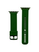 For Apple Watch Series 10 46mm / Ultra 2 Ultra 49mm / 9 8 7 45mm / SE (2023) SE (2022) SE 6 5 4 44mm / 3 2 1 42mm Textured Silicone Watch Strap Adjustable Pin Buckle Wrist Band Replacement - Blackish Green