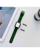 For Apple Watch Series 10 46mm / Ultra 2 Ultra 49mm / 9 8 7 45mm / SE (2023) SE (2022) SE 6 5 4 44mm / 3 2 1 42mm Textured Silicone Watch Strap Adjustable Pin Buckle Wrist Band Replacement - Blackish Green